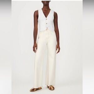 DL1961 Cream Flare Wide Leg Jeans